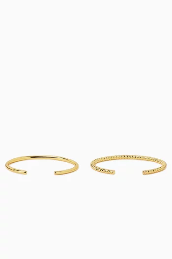 2-piece Cuff Bracelet Set in Gold-tone Metal