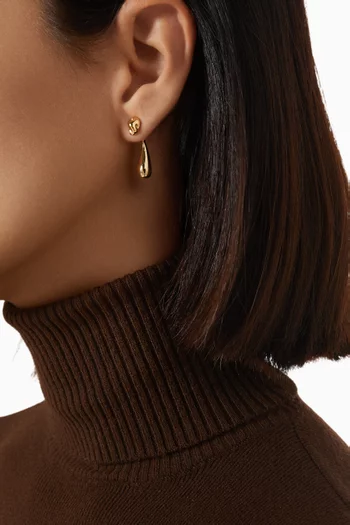 Drop Stud Earrings in Gold-tone Brass