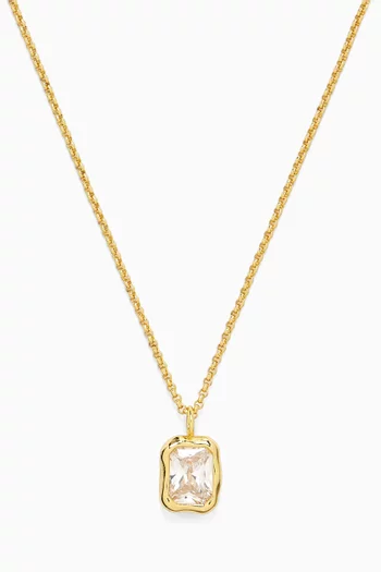 CZ Pendant Necklace in Gold-plated Brass