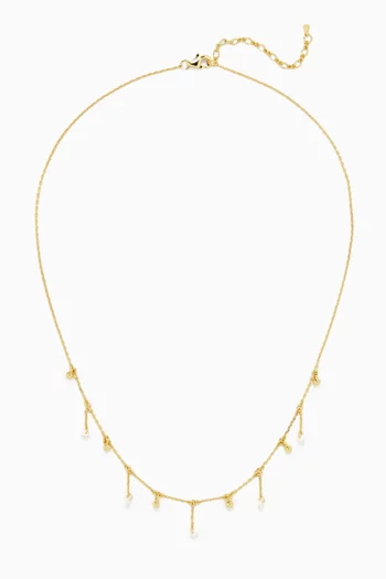 Crystal Drop Station Necklace in Gold-plated Brass