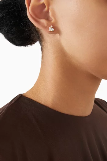 Cluster CZ Stud Earrings in Gold-plated Brass