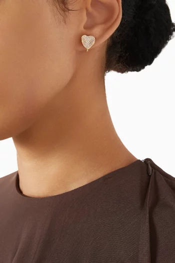 Medium Heart Studs in Gold-plated Brass