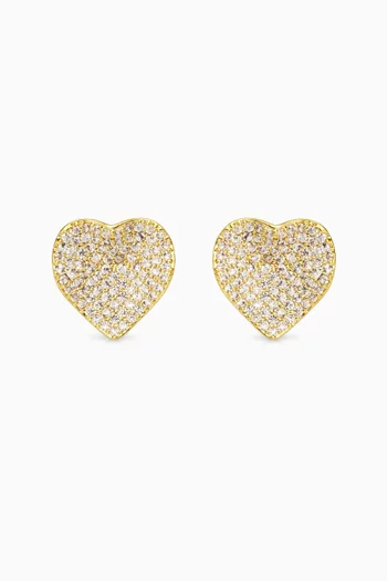 Medium Heart Studs in Gold-plated Brass