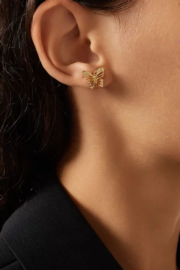 Cut-out Butterfly Studs in Gold-plated Brass