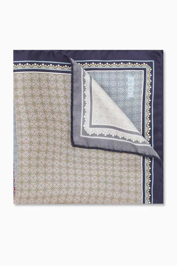 Four-sided Medallion Pocket Square in Silk Twill