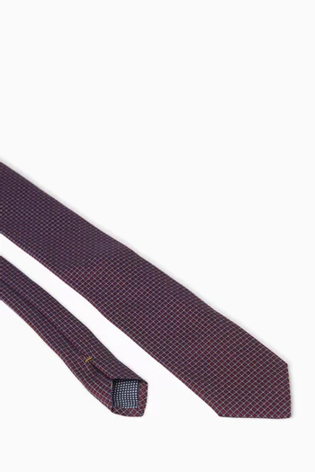 Micro Geometrical-print Tie in Silk