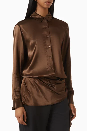 Shirt Bodysuit in Satin