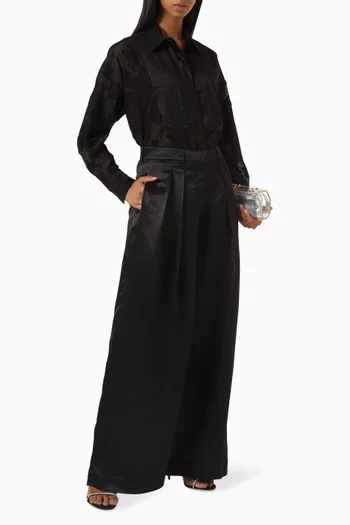 Double Pleat Wide-leg Pants