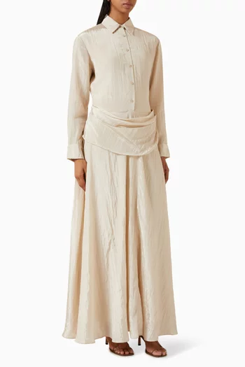 Scarf Drape Shirt Dress