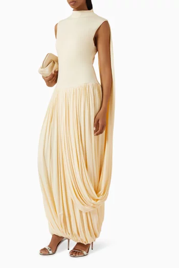 Mock-neck Drape Dress