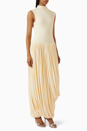 Mock-neck Drape Dress