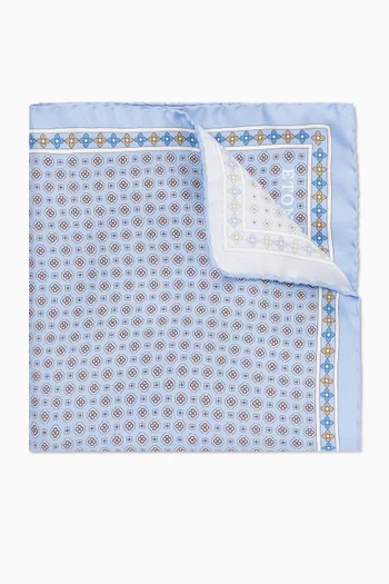 Floral-print Pocket Square in Silk Twill