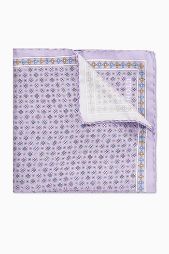 Floral-print Pocket Square in Silk Twill