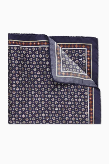 Floral-print Pocket Square in Silk Twill