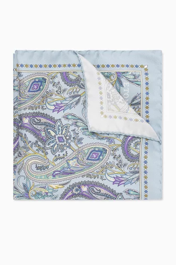 Paisley-print Pocket Square in Silk Twill
