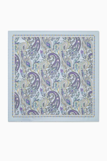 Paisley-print Pocket Square in Silk Twill