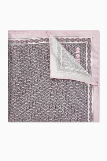 Geometric-print Pocket Square in Silk Twill