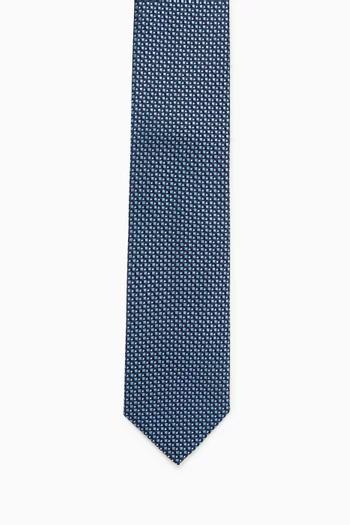 Geometric Woven Tie in Silk