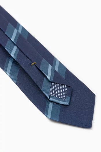 Striped Woven Tie in Shantung Silk