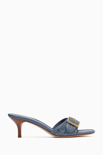 Margot 55 Crystal-embellished Sandals in Denim
