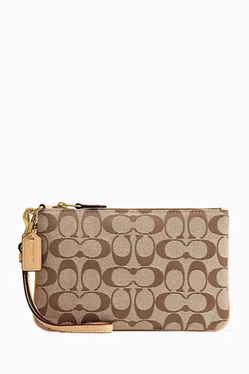 Small Wristlet Pouch in Signature Jacquard