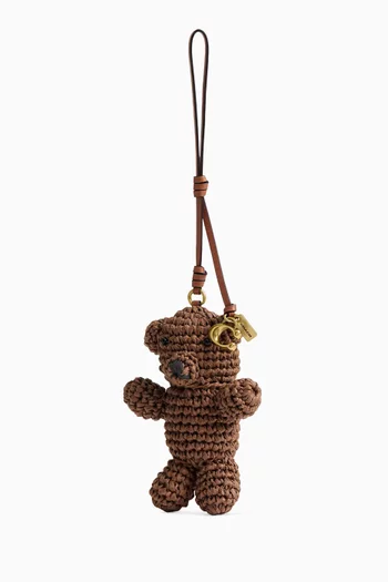 Bear Bag Charm in Woven Straw