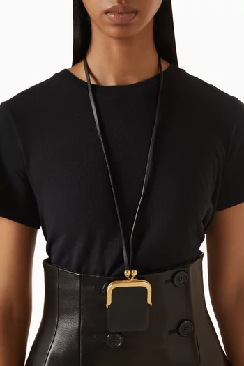 Runway Rectangle Kisslock Pouch in Leather