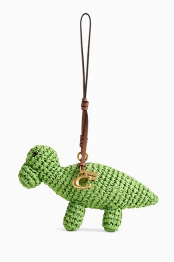 Dino Bag Charm in Woven Straw