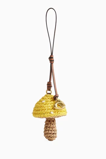 Mushroom Bag Charm in Woven Straw