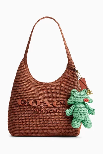Frog Bag Charm in Woven Straw