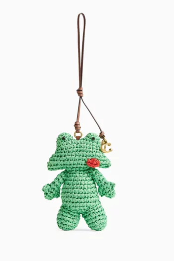Frog Bag Charm in Woven Straw