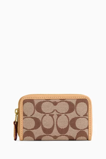 Small Essential Zip Card Case in Signature Jacquard