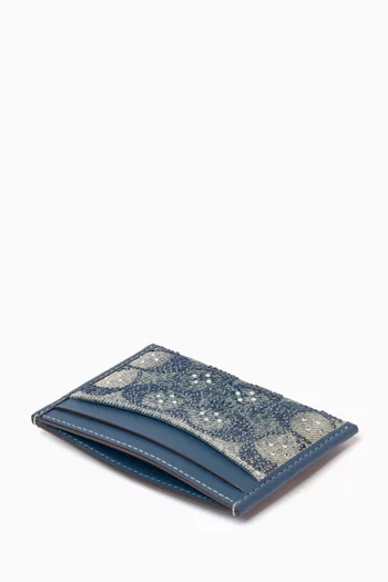 Essential Crystal-embellished Card Case in Signature Denim