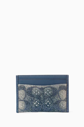 Essential Crystal-embellished Card Case in Signature Denim
