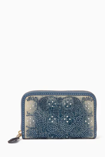 Small Essential Zip Card Case in Signature Denim