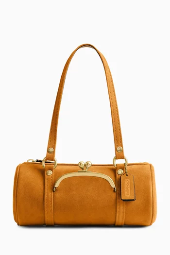Kisslock 28 Barrel Bag in Suede