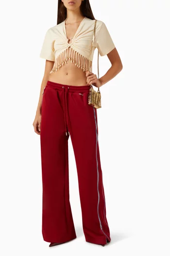 Beaded Fringe Crop Top in Cotton