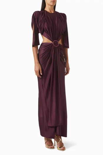 Asymmetrical Ruched Dress in Viscose Jersey