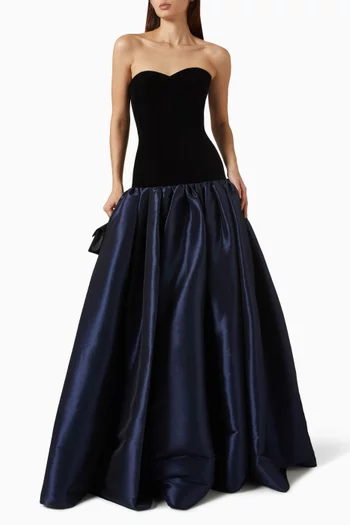 Marina Velvet Corset Ball Gown in Taffeta