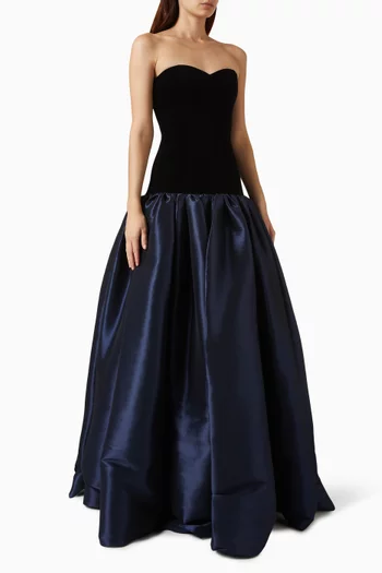 Marina Velvet Corset Ball Gown in Taffeta