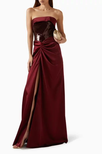 Zeliha Sequin-embellished Corset Gown in Satin