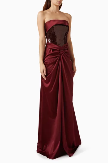 Zeliha Sequin-embellished Corset Gown in Satin