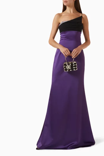 Endi One-shoulder Maxi Dress in Crepe