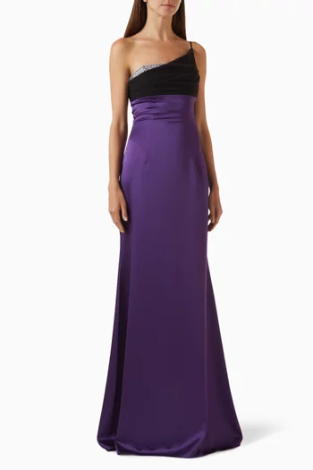 Endi One-shoulder Maxi Dress in Crepe
