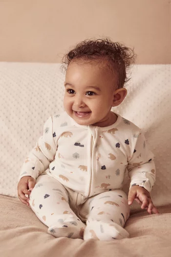 Bear-print Sleepsuit