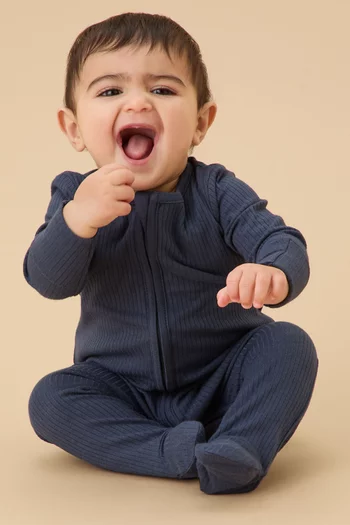 Ribbed Zip-up Sleepsuit