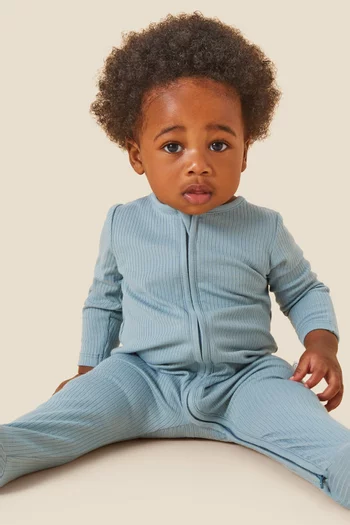 Ribbed Zip-up Sleepsuit