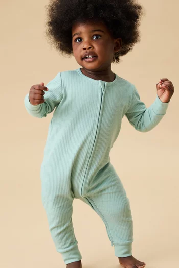 Ribbed Zip-up Sleepsuit