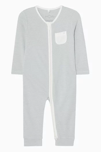Striped Zip-up Sleepsuit