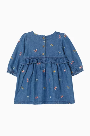 Embroidered Dress in Denim